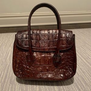 Joan & David brown crocodile small bag